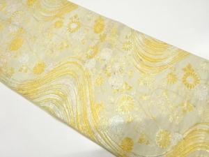 アンティーク　流水に菊模様織り出し袋帯（材料）